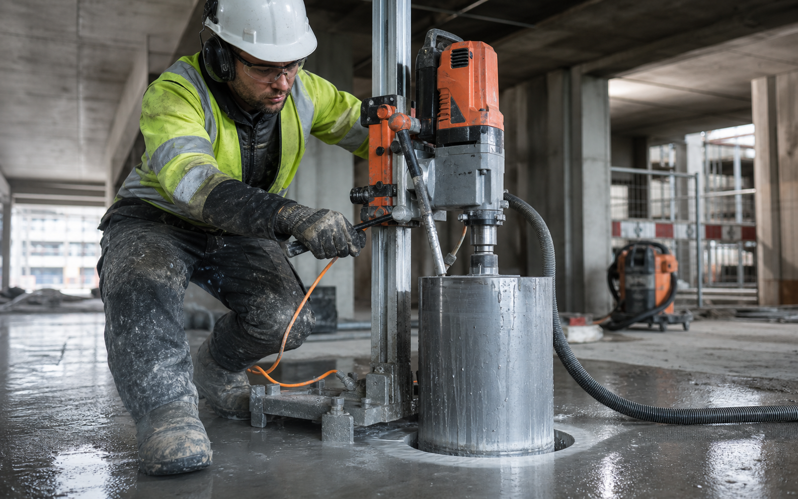 Diamond drilling through concrete
